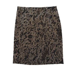 Ann Taylor Silk Blend Pencil Skirt Size 4 Gray Black Animal Print
